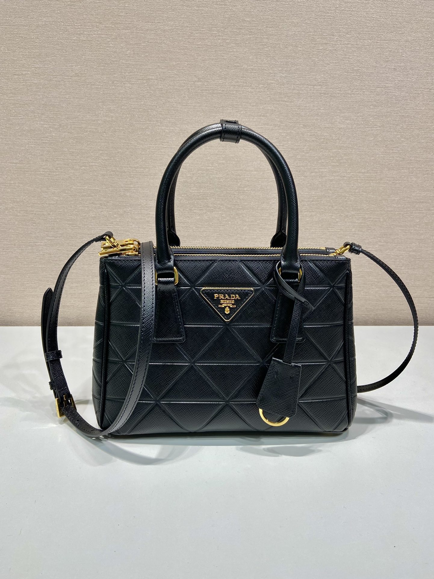 Prada Small Galleria Saffiano Leather Bag Tote Shoulder Bag Black 1BA896